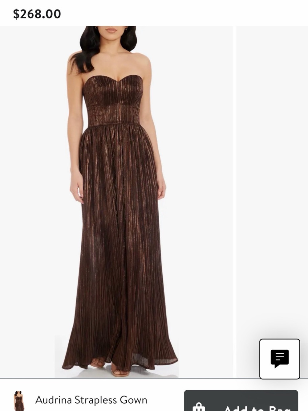 Dress the Population Strapless Metallic Brown Evening Gown